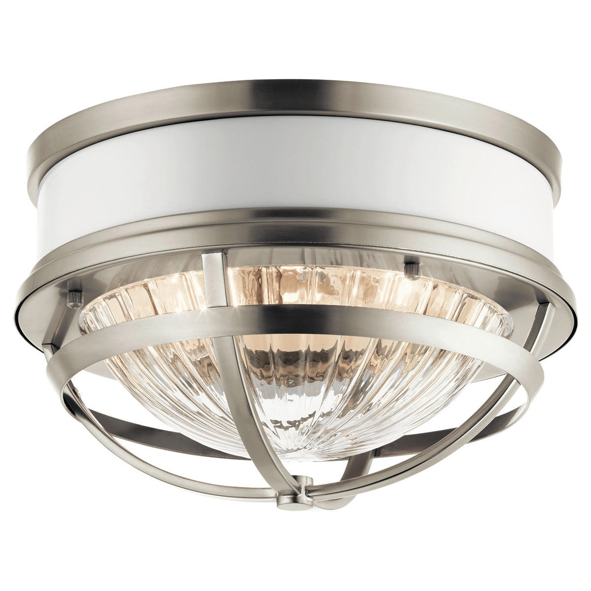 DECKENLEUCHTE Tollis 30.5/19.9 cm   - Weiß/Nickelfarben, KONVENTIONELL, Glas/Metall (30.5/19.9cm) - Elstead Lighting