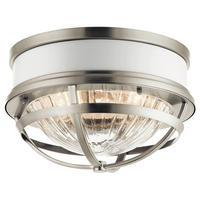 STROPNÉ SVIETIDLO, 30.5/19.9 cm  - biela/niklová, Konventionell, kov/sklo (30.5/19.9cm) - Elstead Lighting