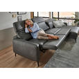 ECKSOFA Anthrazit Echtleder Kopfteilverstellung  - Anthrazit/Schwarz, Design, Leder/Metall (323/179cm) - Dieter Knoll