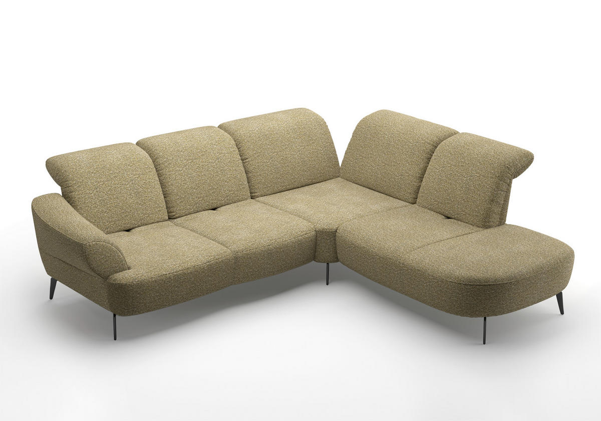 ECKSOFA DANCE E Olivgrün Chenille  - Schwarz/Olivgrün, MODERN, Textil/Metall (302/270cm) - Sit & More