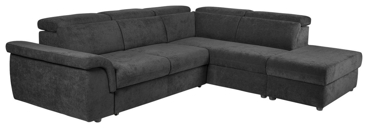 ECKSOFA Schwarz Flachgewebe  - Schwarz, KONVENTIONELL, Kunststoff/Textil (280/235cm) - Carryhome