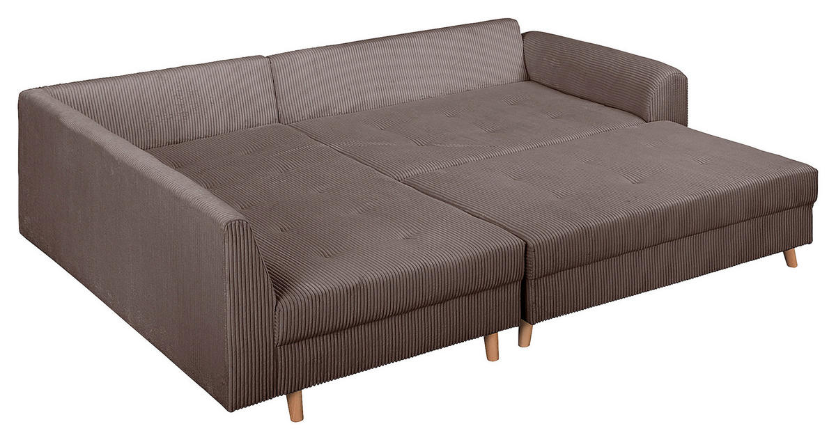 ECKSOFA inkl. Hocker Ariella Braun Cord  - Naturfarben/Braun, Design, Holz/Textil (161/231cm) - Livetastic