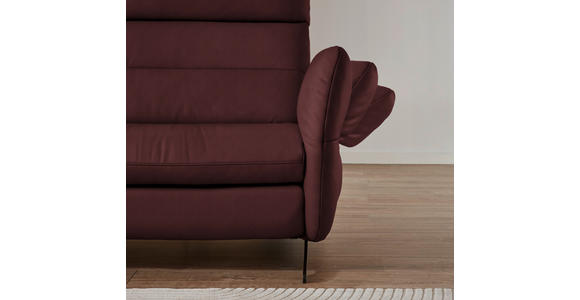 ECKSOFA in Echtleder Bordeaux  169/298 cm  - Bordeaux/Schwarz, Design, Leder/Metall (169/298cm) - Dieter Knoll
