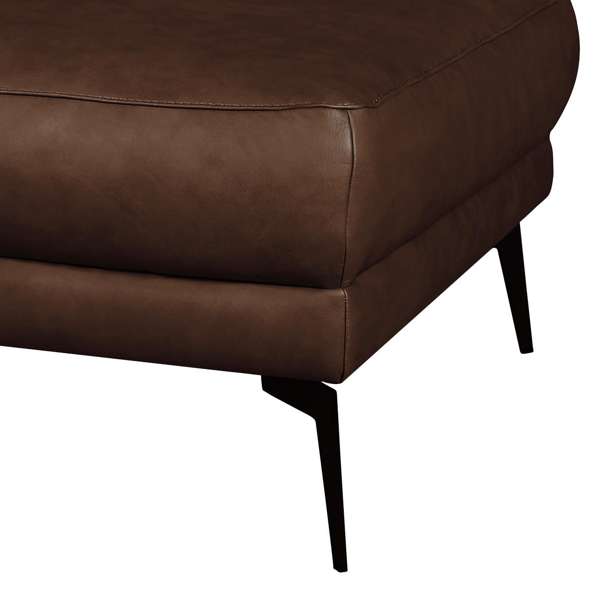 HOCKER Echtleder Dunkelbraun  - Dunkelbraun/Schwarz, Design, Leder/Metall (96/45/80cm) - Livetastic
