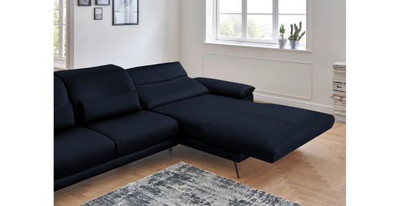 ECKSOFA Rivello in Echtleder Dunkelblau  328/193 cm  - Schwarz/Dunkelblau, Design, Leder/Metall (328/193cm) - Dieter Knoll