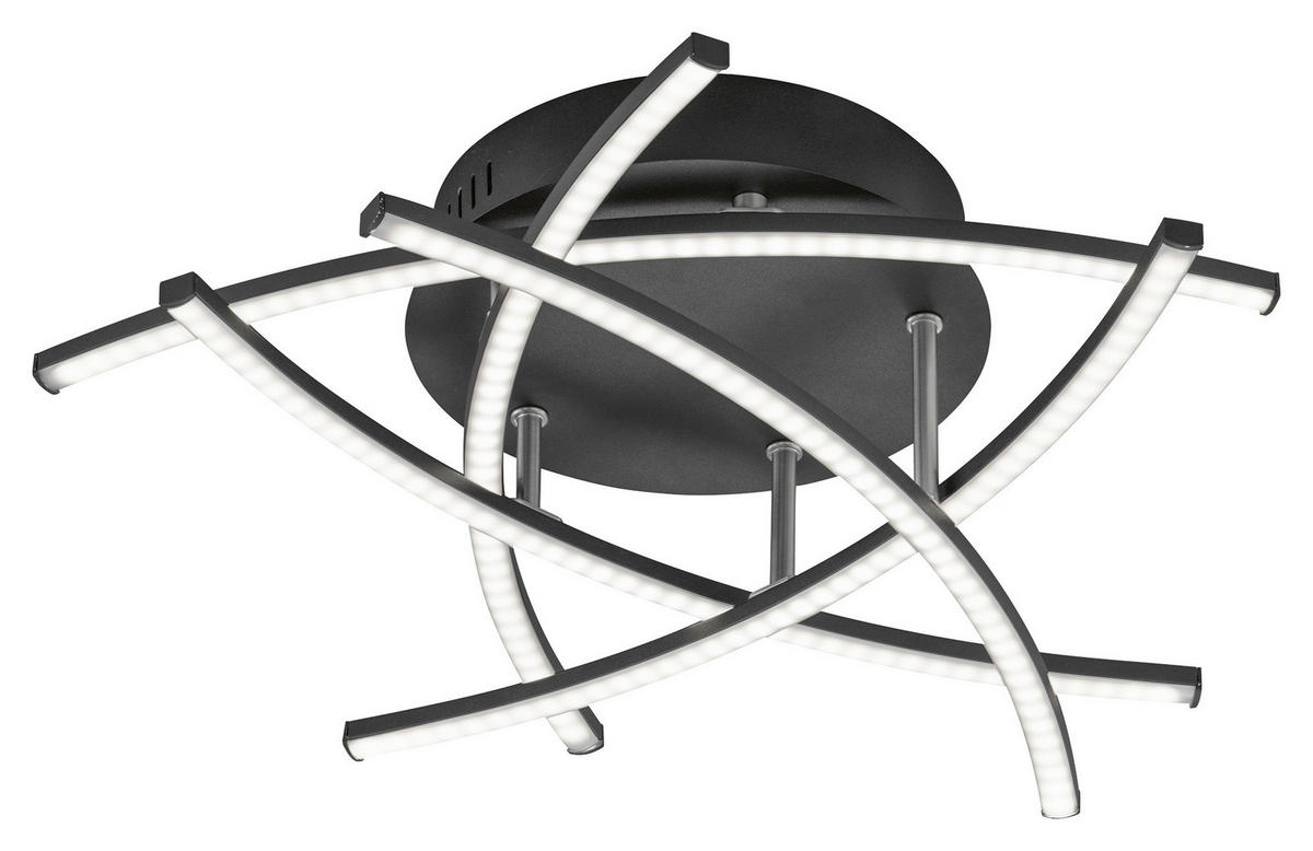 LED-DECKENLEUCHTE Cross TW 50 cm  - Schwarz/Nickelfarben, Design, Metall (50cm) - Fischer & Honsel