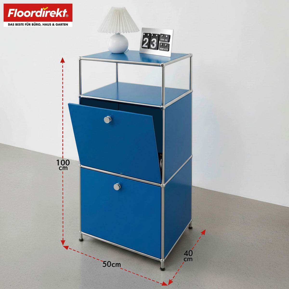 STANDREGAL Blau  - Blau, Basics, Metall (50/100/40cm) - Floordirekt