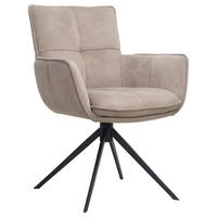 ARMLEHNSTUHL  Sitzfläche 360° drehbar, inklusive Armlehnen, automatische Rückholfunktion Webstoff  Beige  - Beige/Schwarz, Design, Textil/Metall (63/88,5/64cm) - Novel