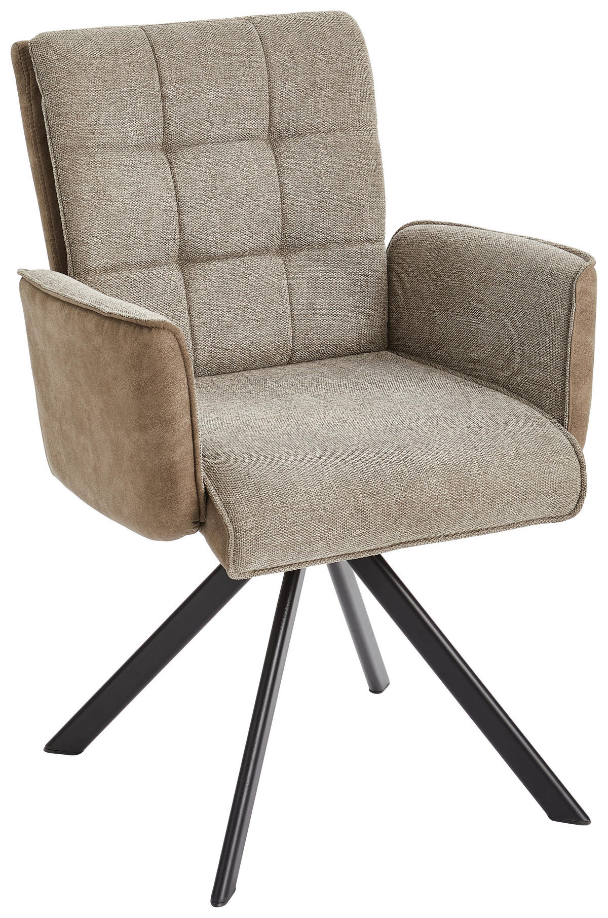 ARMLEHNSTUHL  in Eisen Webstoff, Leinenoptik  - Schwarz/Braun, MODERN, Holz/Textil (61/91/64cm) - Livetastic