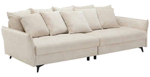 BIGSOFA  in Webstoff Naturfarben  - Schwarz/Naturfarben, KONVENTIONELL, Textil/Metall (282/94/127cm) - Ambia Home