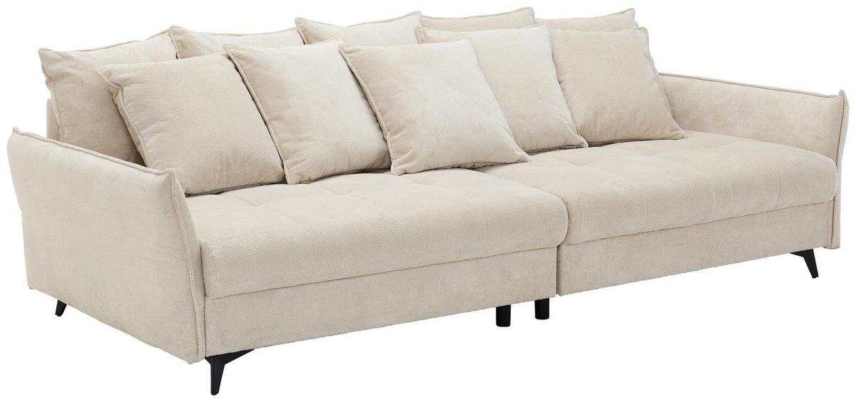 BIGSOFA Webstoff Naturfarben  - Schwarz/Naturfarben, KONVENTIONELL, Textil/Metall (282/94/127cm) - Ambia Home