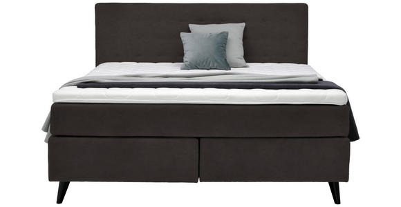 BOXSPRINGBETT 160/200 cm  in Dunkelbraun  - Dunkelbraun/Schwarz, KONVENTIONELL, Holz/Textil (160/200cm) - Voleo