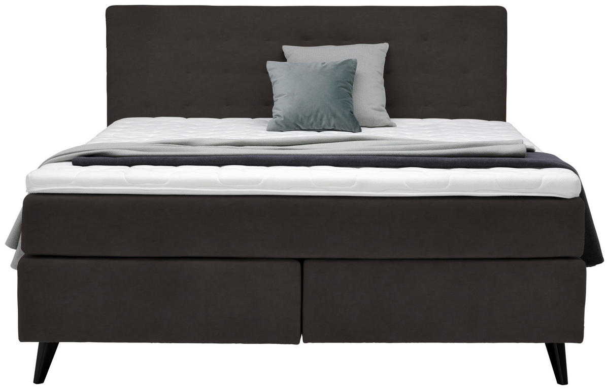 BOXSPRINGBETT 180/200 cm  in Dunkelbraun  - Dunkelbraun/Schwarz, Konventionell, Holz/Textil (180/200cm) - Voleo