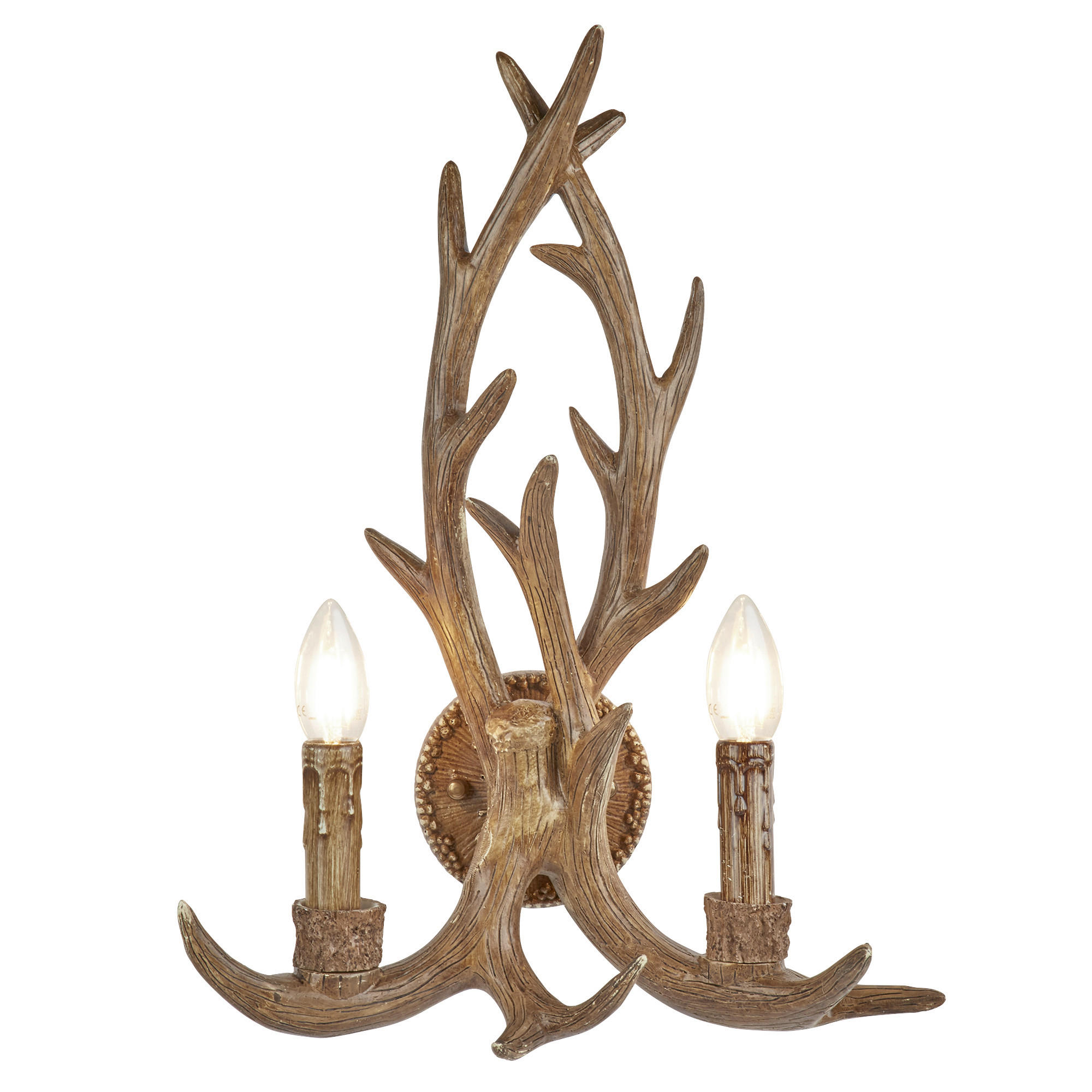 VÄGGLAMPA Stag 36/46 cm   - brun, Romantik / Lanthus, metall/trämaterial (36/46cm)