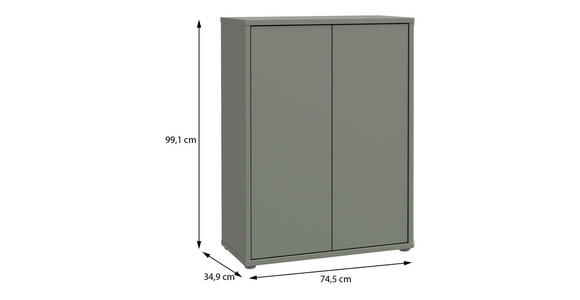 SCHUHSCHRANK Alice Springs  in 74,5/99,1/34,9 cm  - Salbeigrün/Grau, MODERN, Holzwerkstoff/Kunststoff (74,5/99,1/34,9cm) - Xora