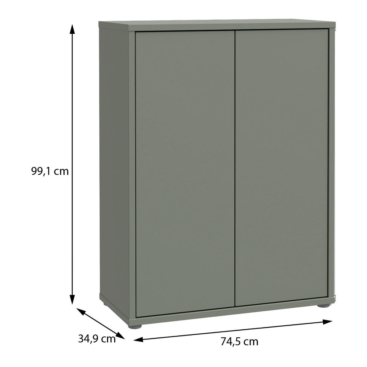 SCHUHSCHRANK Salbeigrün  - Salbeigrün/Grau, MODERN, Holzwerkstoff/Kunststoff (74,5/99,1/34,9cm) - Carryhome