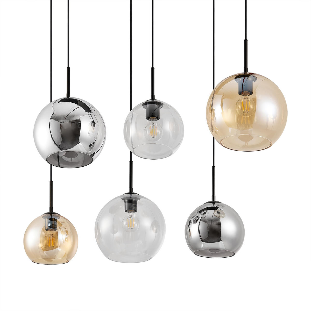 HÄNGELEUCHTE Amelie 97,5/42,5/150 cm   - Klar/Bernsteinfarben, Basics, Glas/Metall (97,5/42,5/150cm) - Novel