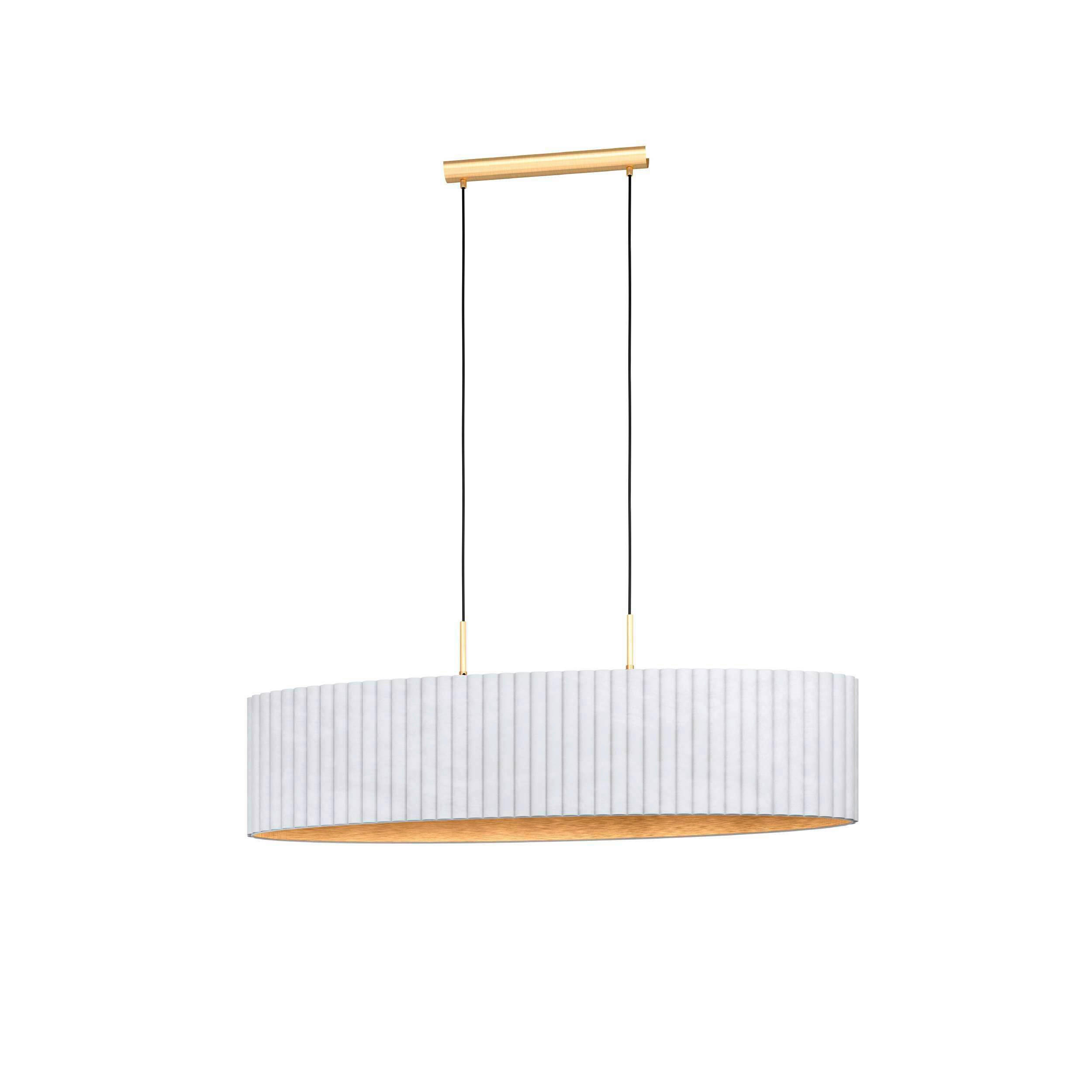 HÄNGLAMPA 150 cm  - vit/mässingsfärgad, Basics, metall/textil (150cm) - Eglo