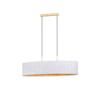 HÄNGLAMPA 150 cm  - vit/mässingsfärgad, Basics, metall/textil (150cm) - Eglo