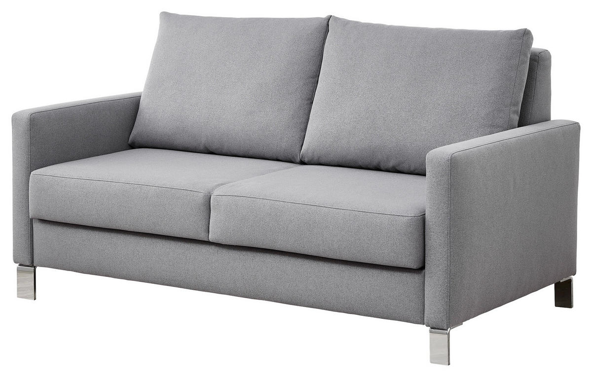 SCHLAFSOFA in Flachgewebe Hellgrau  - Chromfarben/Hellgrau, Konventionell, Textil/Metall (140/90/95cm) - Bali