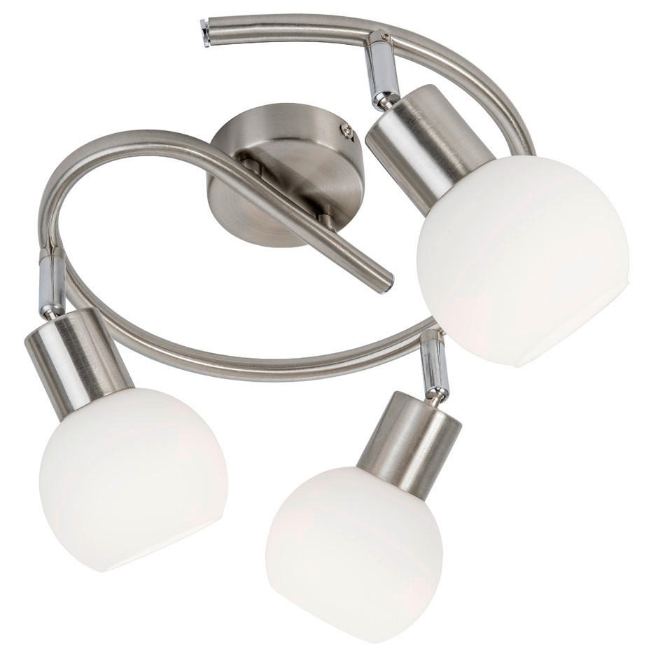 LED-STRAHLER 25/21 cm   - Weiß/Nickelfarben, Basics, Glas/Metall (25/21cm) - Globo