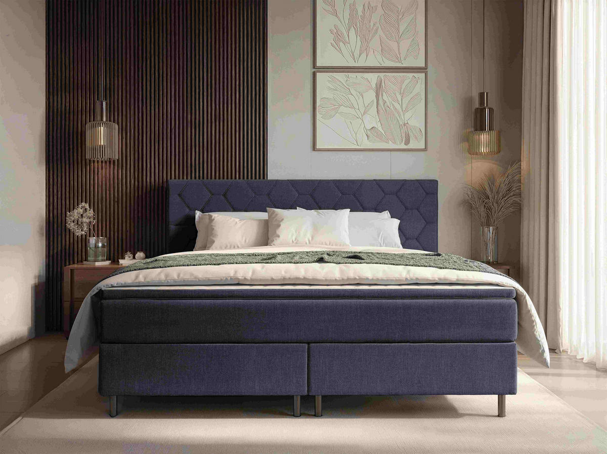BOXSPRINGBETT 180/200 cm  Anthrazit  - Anthrazit/Schwarz, Konventionell, Textil/Metall (180/200cm) - Chameo