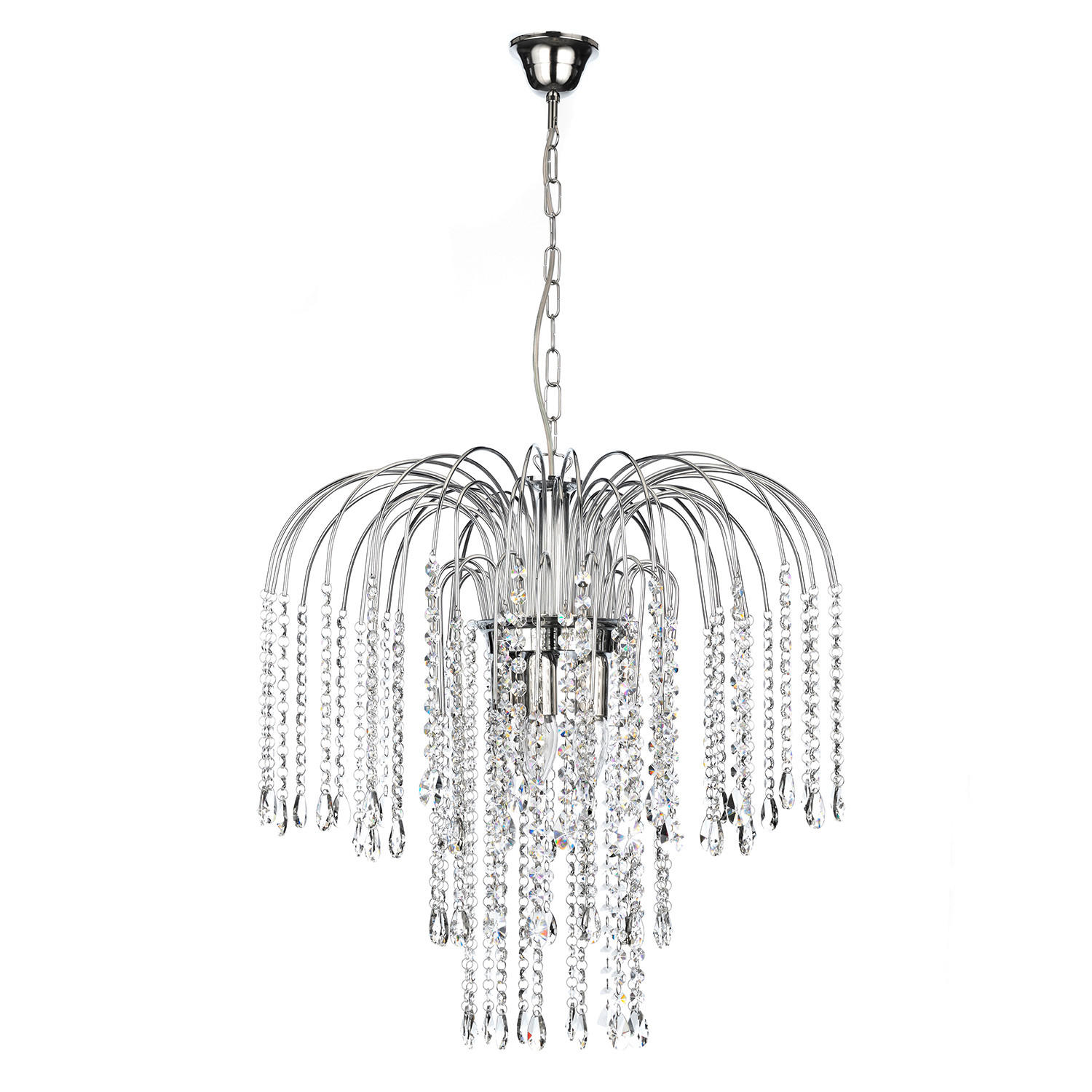 KRISTALL-HÄNGELEUCHTE 50/110 cm   - Chromfarben, KONVENTIONELL, Glas/Metall (50/110cm)
