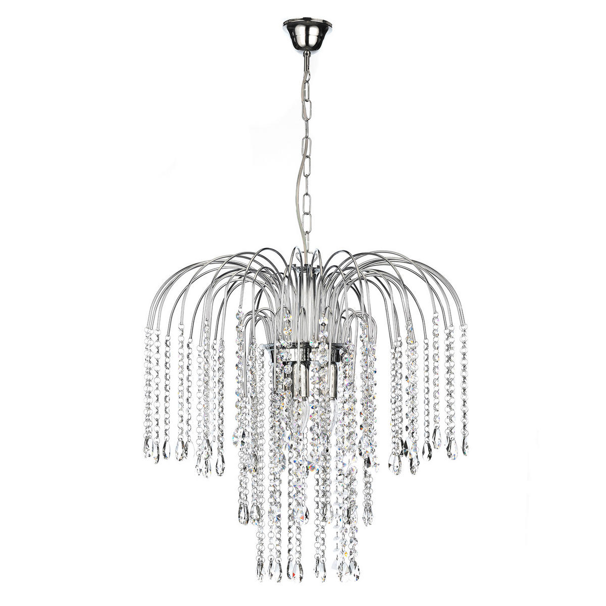 KRISTALL-HÄNGELEUCHTE 50/110 cm   - Chromfarben, KONVENTIONELL, Glas/Metall (50/110cm)