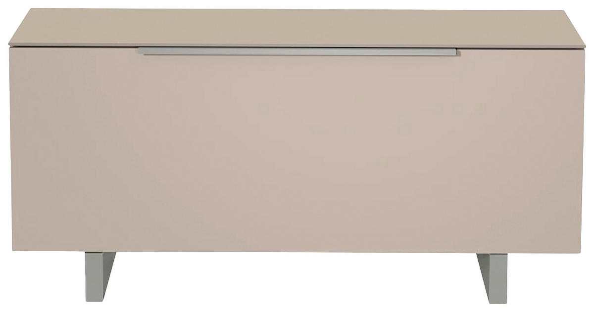 LOWBOARD Alufarben, Sandfarben  110/66/45 cm  - Sandfarben/Alufarben, Design, Glas/Holzwerkstoff (110/66/45cm) - Moderano