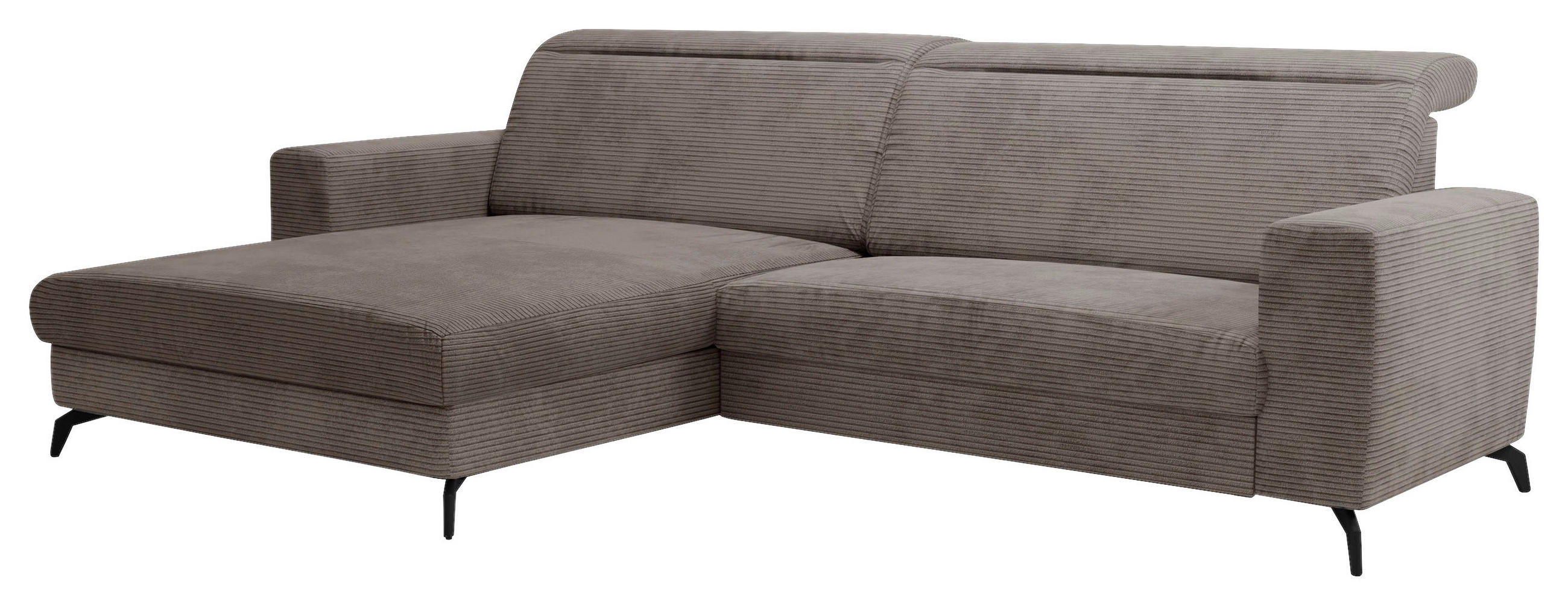 ECKSOFA in Cord Taupe  - Taupe/Schwarz, Konventionell, Textil/Metall (178/290cm) - Sit & More