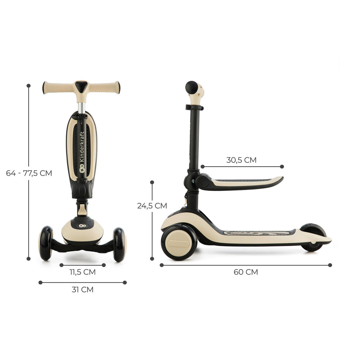 MINI-SCOOTER Halley  - Schwarz/Weiß, Basics, Kunststoff/Metall (31/64-77.5/60cm) - Kinderkraft