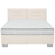 BOXSPRINGBETT 200/200 cm,  in Beige, Matratze, gepolstertes Kopfteil, H3 + H4 = fest + sehr fest  - Chromfarben/Beige, KONVENTIONELL, Textil (200/200cm) - Dieter Knoll