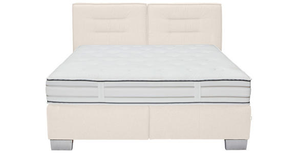 BOXSPRINGBETT 200/200 cm,  in Beige, Matratze, gepolstertes Kopfteil, H2 + H4 = mittel + sehr fest  - Chromfarben/Beige, KONVENTIONELL, Textil (200/200cm) - Dieter Knoll