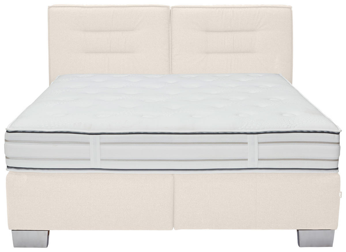 BOXSPRINGBETT 200/200 cm  in Beige  - Chromfarben/Beige, KONVENTIONELL, Textil (200/200cm) - Dieter Knoll