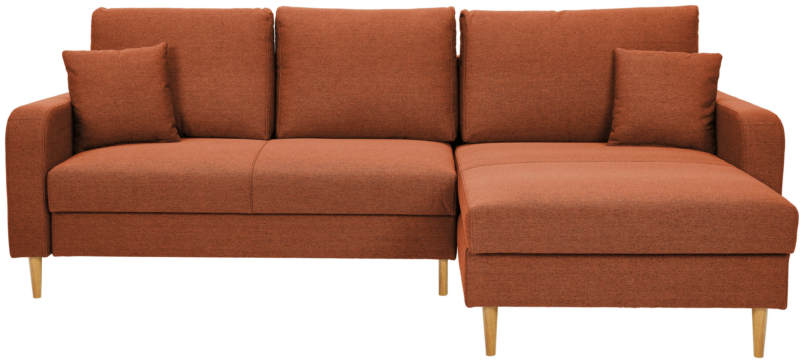 ECKSOFA in Flachgewebe Rostfarben  - Rostfarben/Eiche Wotan, Konventionell, Holz/Textil (255/157cm) - Carryhome