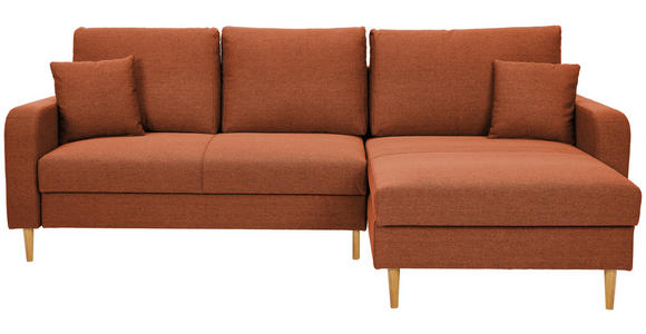 ECKSOFA in Flachgewebe Rostfarben - Rostfarben/Eiche Wotan, KONVENTIONELL, Holz/Textil (255/157cm) - Carryhome