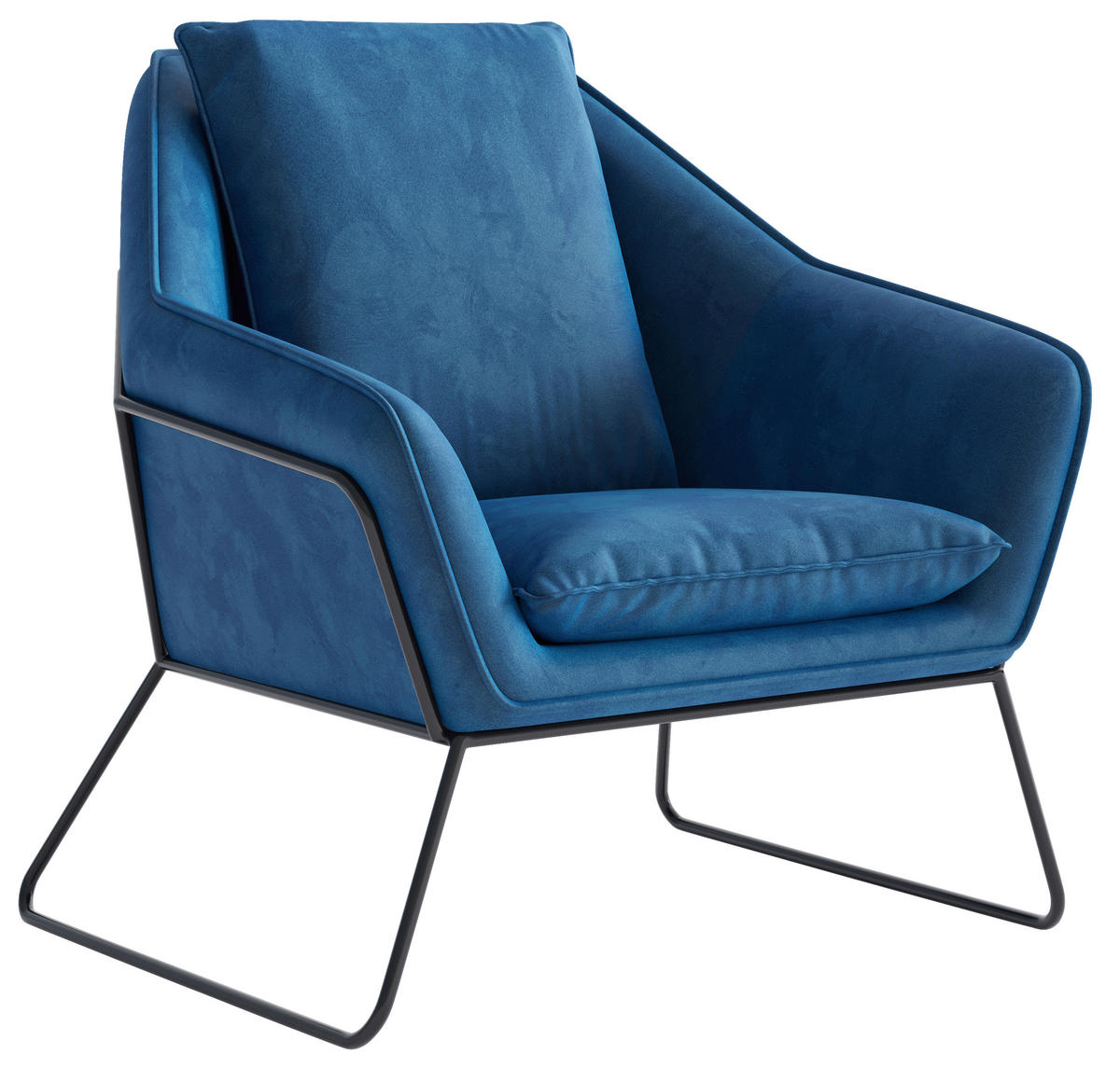 SESSEL in Flachgewebe Hellblau  - Edelstahlfarben/Hellblau, Design, Textil/Metall (78/85/85cm) - Lomoco