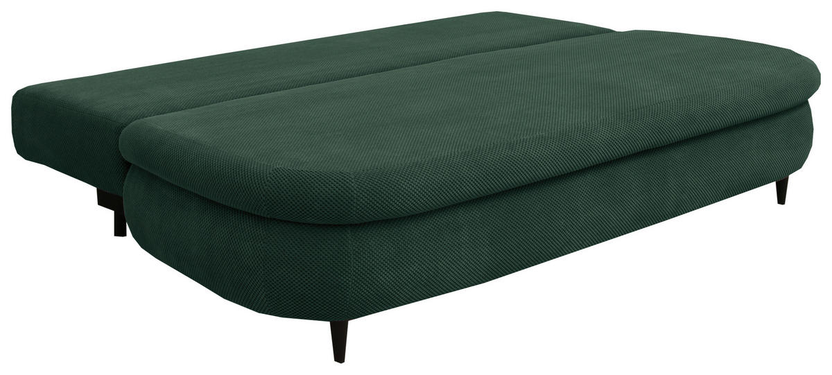 SCHLAFSOFA in Webstoff, Plüsch Dunkelgrün  - Dunkelgrün/Schwarz, Design, Textil (213/89/105cm) - Novel