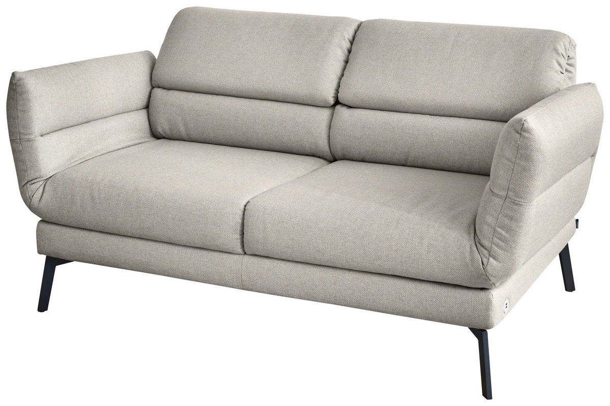 2-SITZER-SOFA Flachgewebe Beige  - Beige/Schwarz, Design, Textil/Metall (178-226/83-113/96-177cm) - Dieter Knoll