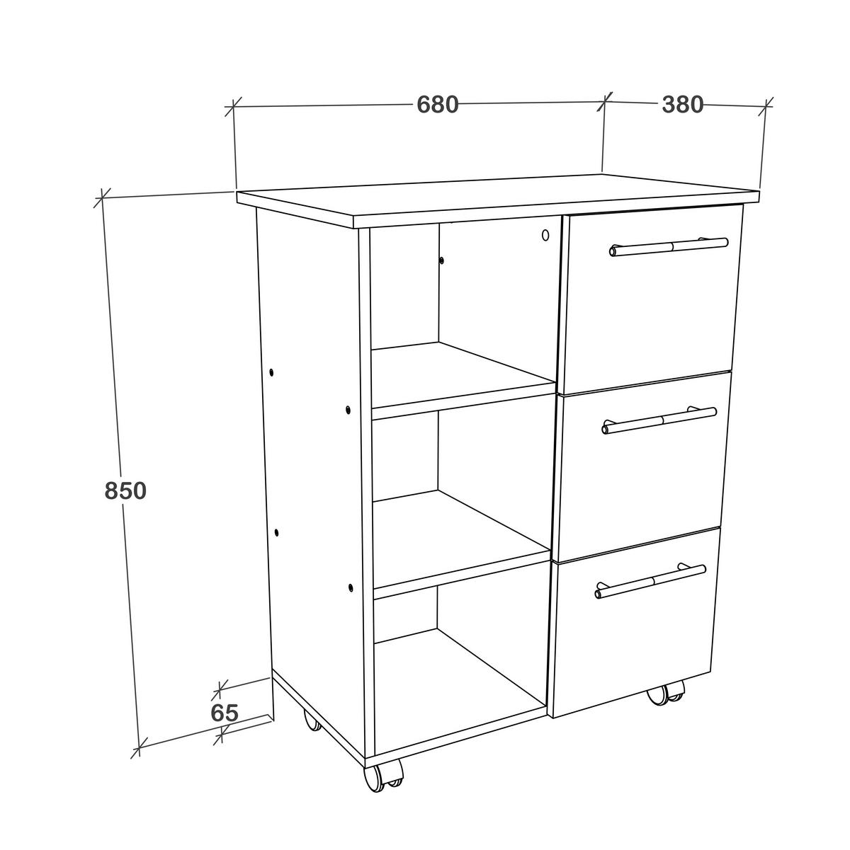 ALLZWECKWAGEN 68/38/85 cm  - Weiss/Anthrazit, Design, Holzwerkstoff (68/38/85cm) - MID.YOU