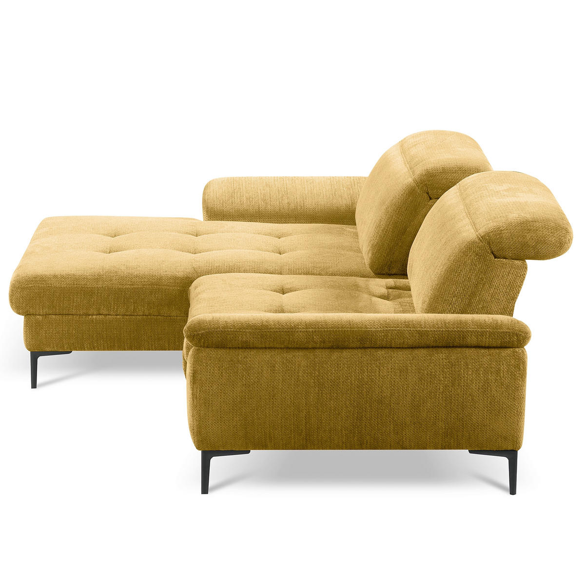 ECKSOFA  Webstoff Senfgelb  - Senfgelb/Schwarz, Design, Textil/Metall (195/268cm) - Livetastic