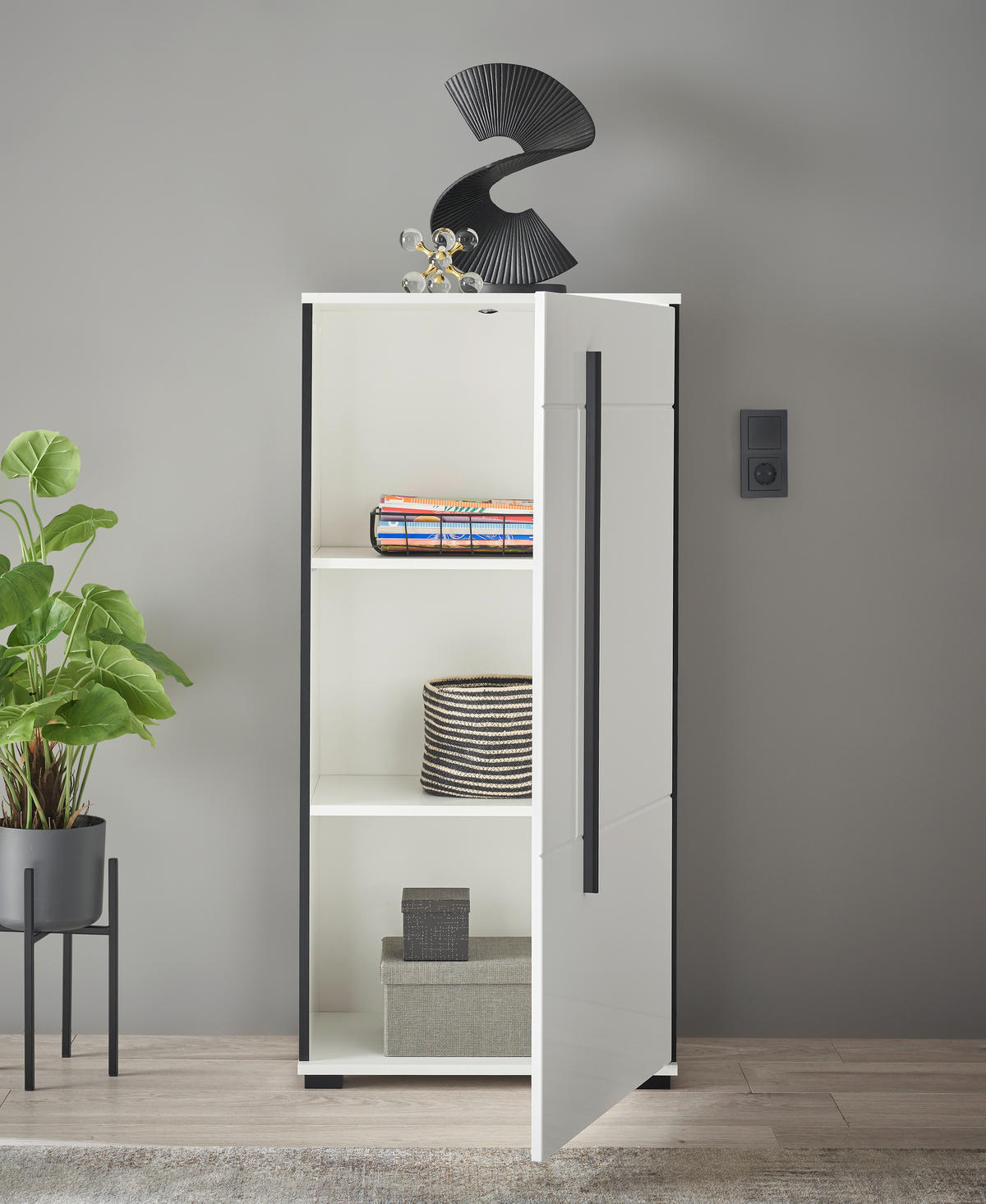 HIGHBOARD  60/126/37 cm  - Weiß Hochglanz/Schwarz, Design, Holzwerkstoff/Kunststoff (60/126/37cm) - Livetastic