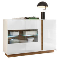 SIDEBOARD - Eichefarben/Weiß, Design, Glas/Holzwerkstoff (138/91/40cm) - MID.YOU