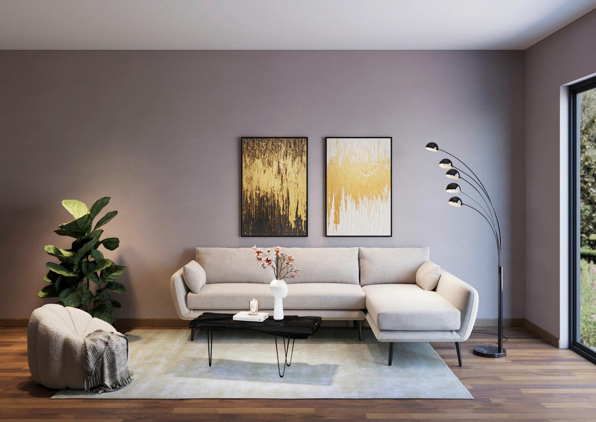 BILD Abstraktes  - Goldfarben/Creme, Design, Holz/Kunststoff (80/120/4cm) - Kare-Design