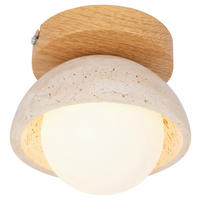 DECKENLEUCHTE  15/15 cm    - Beige/Weiß, Design, Glas/Stein (15/15cm) - Collet's Monde