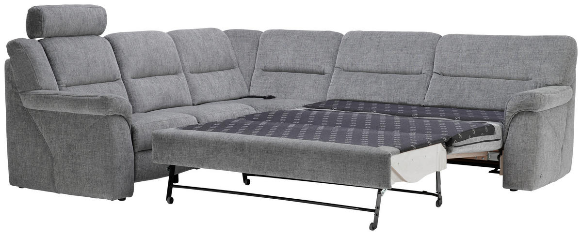 ECKSOFA in Chenille Grau  - Schwarz/Grau, Konventionell, Kunststoff/Textil (252/282cm) - Himolla