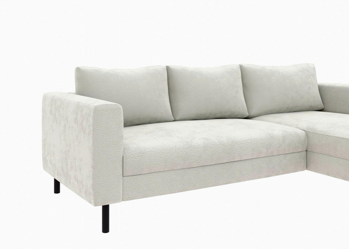 ECKSCHLAFSOFA  in Struktur Weiß  - Schwarz/Weiß, MODERN, Textil/Metall (232/161cm) - Trendmanufaktur