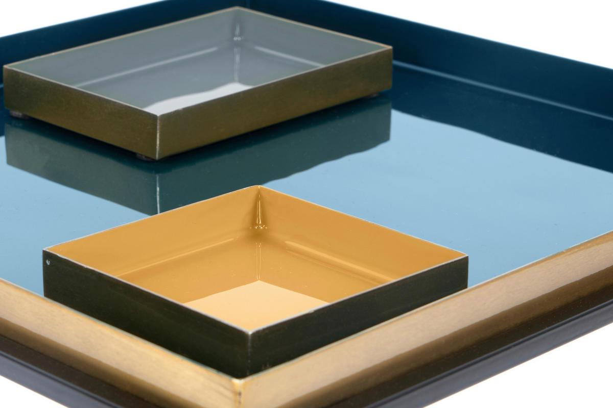 BEISTELLTISCH 40/40/40 cm Blau, Grau, Orange quadratisch  - Blau/Schwarz, Design, Metall (40/40/40cm) - Kayoom