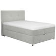 BOXBETT 140/200 cm,  in Hellgrau, Matratze, Bettkasten, Topper, H3 = fest  - Hellgrau/Schwarz, KONVENTIONELL, Kunststoff/Textil (140/200cm) - Carryhome