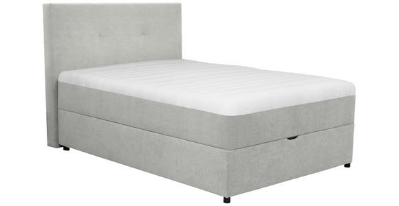 BOXBETT 140/200 cm,  in Hellgrau, Matratze, Bettkasten, Topper, H3 = fest  - Hellgrau/Schwarz, KONVENTIONELL, Kunststoff/Textil (140/200cm) - Carryhome